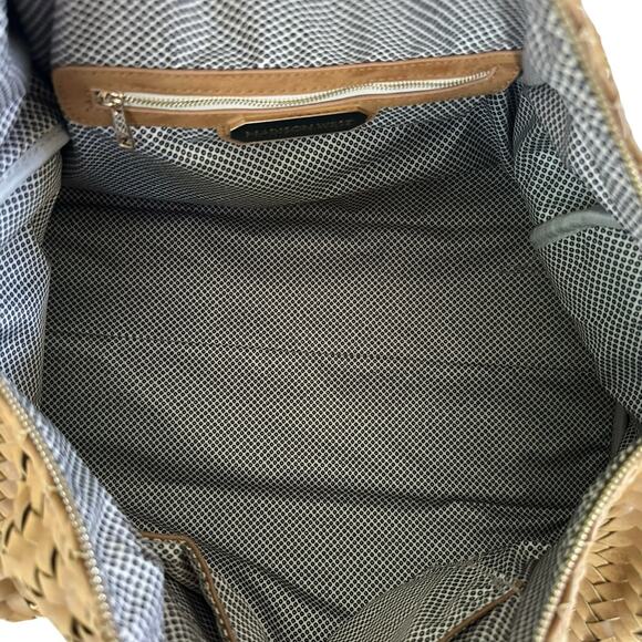 Madison West Tan Woven Satchel Shoulder Bag Chain Strap Travel Carry On NWOT - Picture 12 of 16